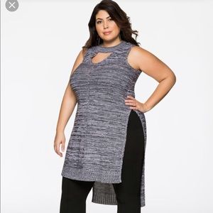 Black/White  Keyhole Knit Duster